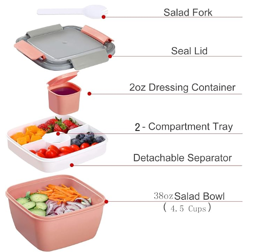 recipiente portátil para  ensalada